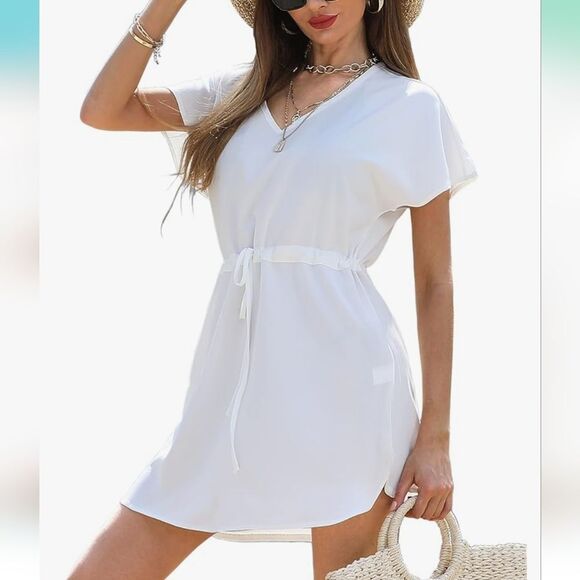 NWT Elegant White Swim Cover-Up Beach - Picture 4 of 4